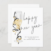 Budget Champagne Flute Happy New Year Card (Vorne/Hinten)