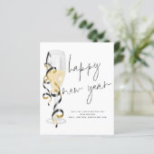 Budget Champagne Flute Happy New Year Card (Stehend Vorderseite)