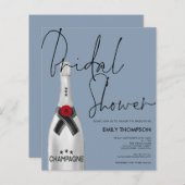 Budget Champagne Script Dusty Blue Brautparty (Vorne/Hinten)