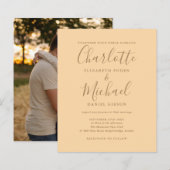 Budget Champagne Script Foto Einladung Hochzeit (Vorne/Hinten)