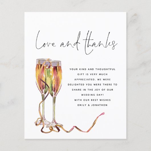 Budget Champagne Script Foto Hochzeit Vielen Dank (Vorderseite)