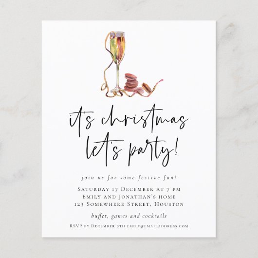 Budget Champagne Weihnachten Lasse Party Einladung (Vorderseite)