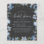 Budget Charcoal Blue Boho Bridal Dusche Einladung (Vorderseite)