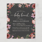 Budget Charcoal Pink Floral Baby Brunch Einladung (Vorderseite)