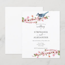 Budget Cherry Blossom Blue Bird Wedite Einladung