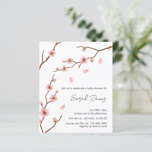 Budget Cherry Blossom Blume Kinderdusche einladen (Stehend Vorderseite)