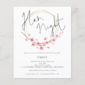 Budget Cherry Blossom Hen Night Einladung (Vorderseite)
