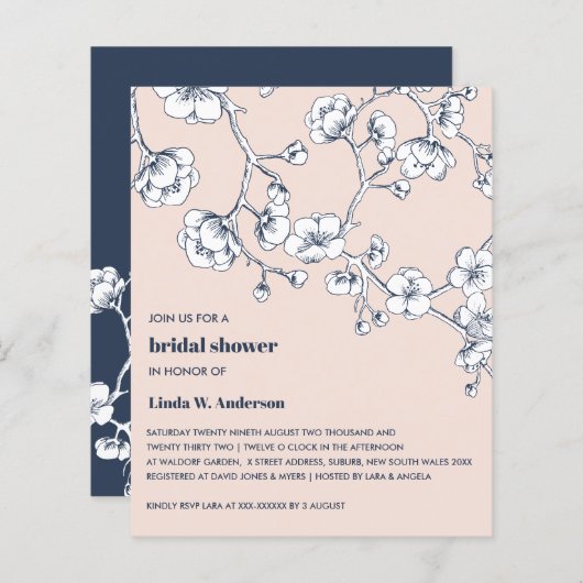 BUDGET Cherry Blossom Navy Blush Brautparty (Vorne/Hinten)