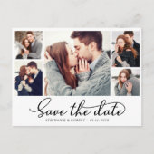 Budget Chic 5 Foto Collage Wedding Save the Date Ankündigungspostkarte (Vorderseite)