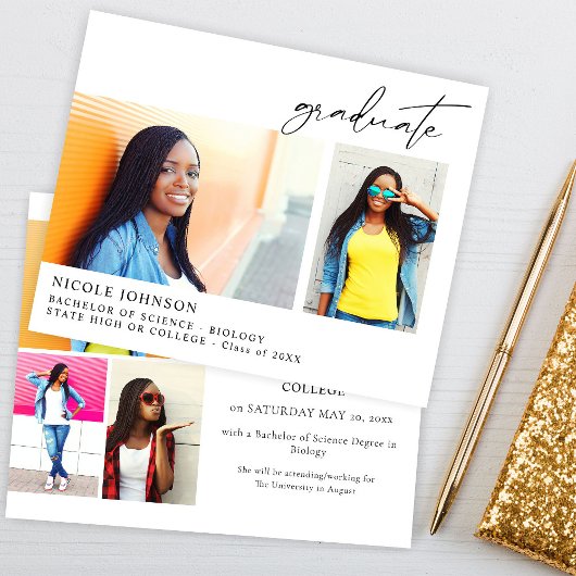 Budget Chic 5 Multi Foto Graduate Ankündigung Flyer