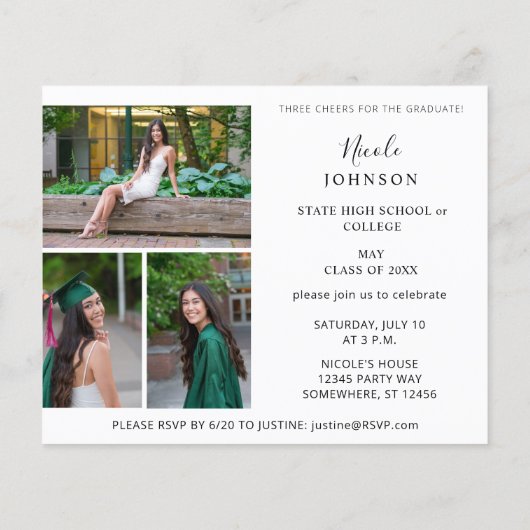 Budget Chic 5 Multi-Foto Graduate Party Flyer (Hinten)