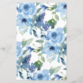 Budget Chic Blue Watercolor Blumen Hochzeit einlad (Rückseite)