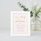 Budget Chic Blush Pink Gold Typografie Baby Dusche (Stehend Vorderseite)
