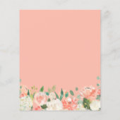 Budget Chic Coral Floral Bridal Dusche Einladung (Rückseite)