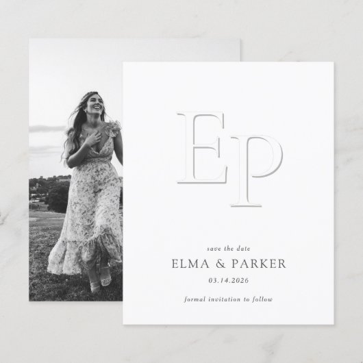 BUDGET Chic Embossed Look Wedding Save the date (Vorne/Hinten)