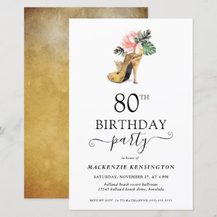 Budget Chic Floral Gold High Heels 80. Geburtstag