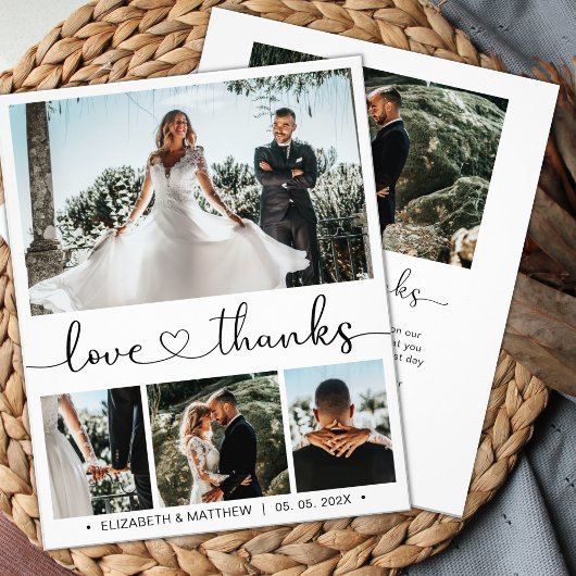 Budget Chic Fotocollage Hochzeit Danke Flyer