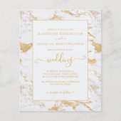 Budget Chic Gold Foil Marmor Hochzeit Einladung (Vorderseite)