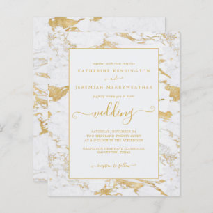 Budget Chic Gold Foil Marmor Hochzeit Einladung