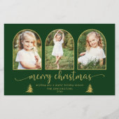 BUDGET Chic Gold Tree Arch 3 Foto Weihnachtskarte (Vorderseite)