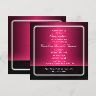 Budget Chic Moderne Lila Girly Glam Quinceañera Einladung