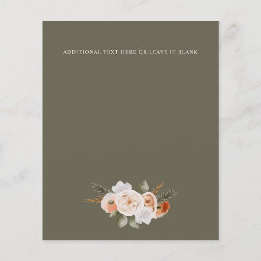 Budget Chic Orange Ivory MOSS grüne Blumenhochzeit (Rückseite)