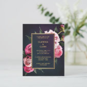 BUDGET Chic Pink Peony & Gold Hochzeit Einladung (Stehend Vorderseite)
