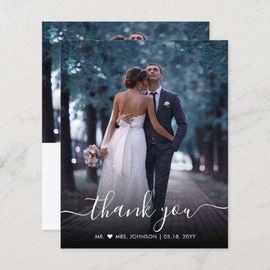 Budget Chic Script Foto Hochzeit Danke Karte (Vorne/Hinten)