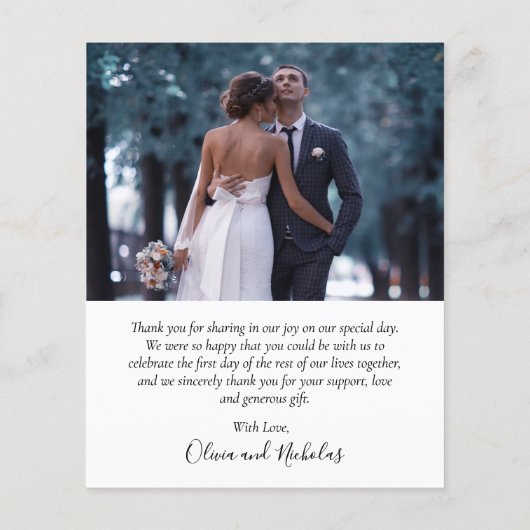 Budget Chic Script Foto Hochzeit Danke Karte (Rückseite)