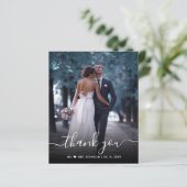Budget Chic Script Foto Hochzeit Danke Karte (Stehend Vorderseite)