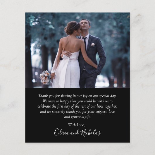 Budget Chic Script Foto Hochzeit Danke Karte (Rückseite)