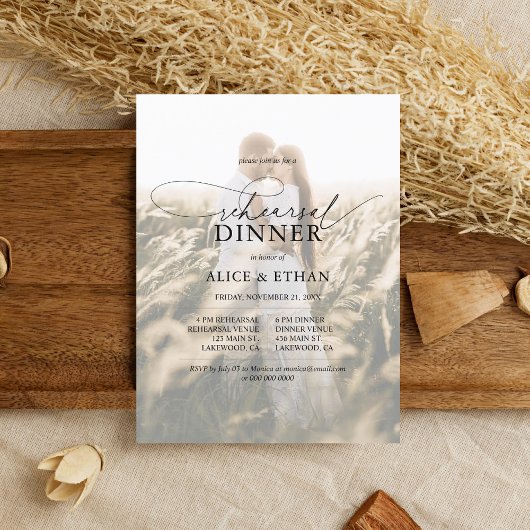 Budget Chic Script Foto Probe Dinner Einladungspostkarte