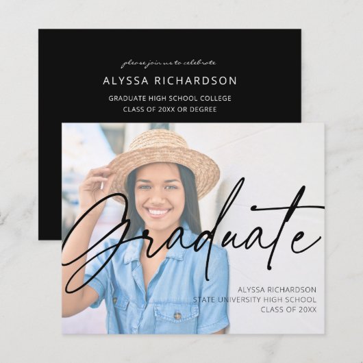 Budget Chic Script H Foto Graduation Party Black (Vorne/Hinten)