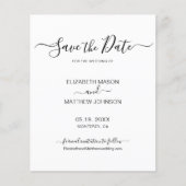 Budget Chic Script Schwarz und Weiß Save the Date Flyer (Vorne)