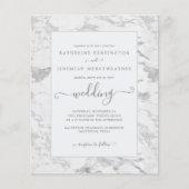 Budget Chic Silver Foil Marmor Hochzeitseinladung (Vorderseite)