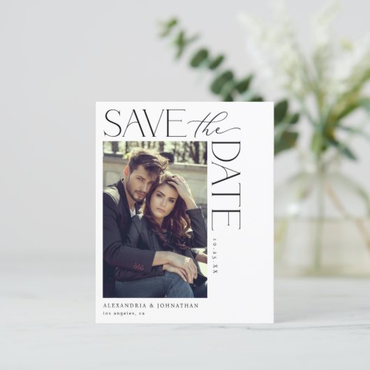 Budget Chic Stilvolles Mod-Foto Save the Date 2 (Stehend Vorderseite)