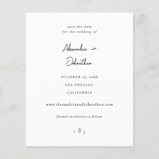 Budget Chic Stilvolles Mod-Foto Save the Date 2 (Rückseite)