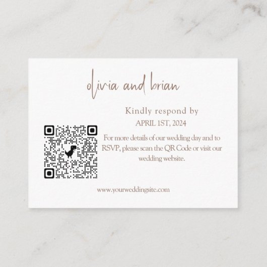 Budget Chic Wedding RSVP QR Code Umschließung Begleitkarte (Rückseite)