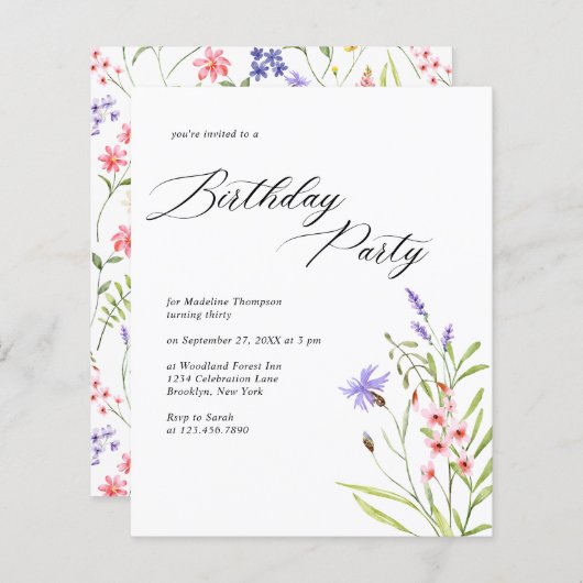 BUDGET Chic Wildblume Wasserfarbe Erwachsene Gebur (Vorne/Hinten)