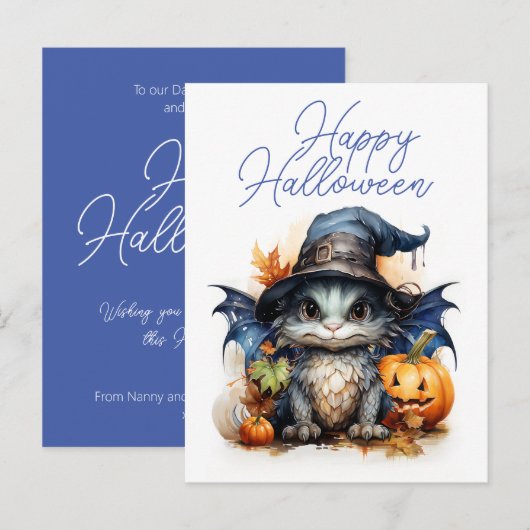 Budget Children's Watercolor Baby Dragon Halloween Postkarte (Vorne/Hinten)