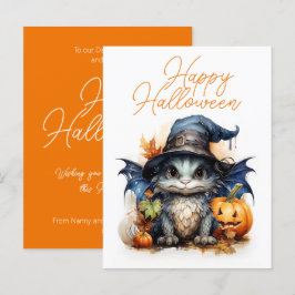 Budget Children's Watercolor Baby Dragon Halloween Postkarte