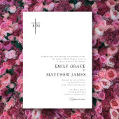 Budget Christian Monogrammed Cross Modern Minimal Einladung