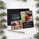 Budget Christliche Weihnachtsverse Chalkboard Foto<br><div class="desc">Budget Christlich Weihnachts Verse Chalkboard Holiday Foto Collage Card Wir haben Luke 2:11 auf den Kalkboard Hintergrund dieser Karte in einer festlichen Typografie, mit Platz für vier Fotos auf der Vorderseite! Fügen Sie der Rückseite mehr hinzu oder fügen Sie sogar zusätzlichen Text auf die Rückseite. Einfach mit Text, Schriftart und...</div>