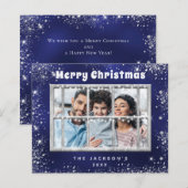 Budget Christmas Blue silber Foto Fensterkarte (Vorne/Hinten)