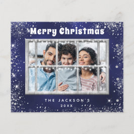 Budget Christmas Blue silber Foto Fensterkarte