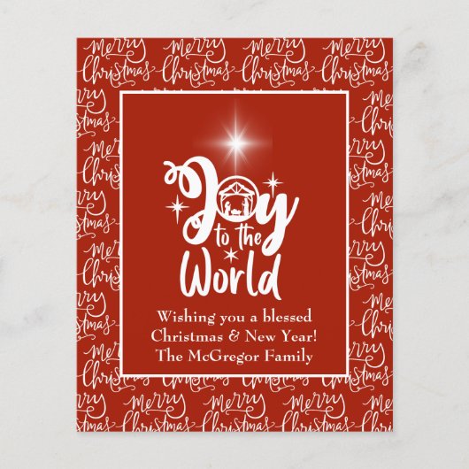 Budget Christmas Card Krippe Joy Red Flyer (Vorne)