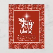 Budget Christmas Card Krippe Joy Red