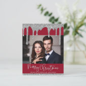 Budget Christmas Red Silver Glitzer Tropfen Foto (Stehend Vorderseite)