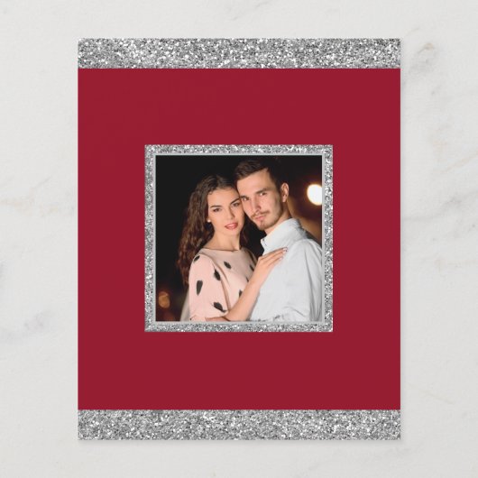 Budget Christmas Red Silver Glitzer Tropfen Foto (Rückseite)