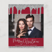 Budget Christmas Red Silver Glitzer Tropfen Foto (Vorderseite)